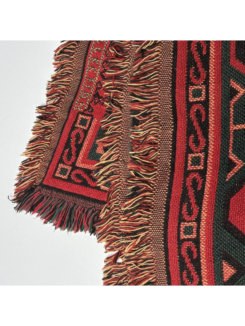 Vintage Bob Timberlake Woven Tapestry Throw Blanket Red